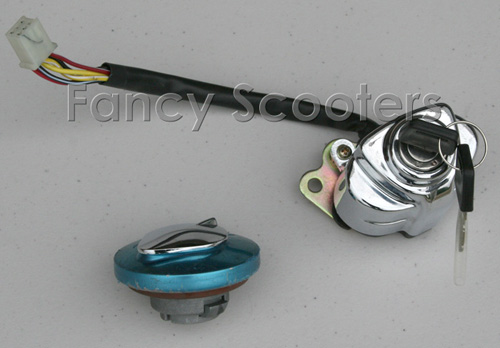 Ignition Key Set (6 wires 3 positions) with Gas Tank Cap