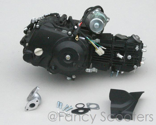 110cc 4-stroke Whole Engine with Side Cover, Intake, Gasket (Automatic, Starter on the Top)