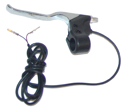 Left Chrome Brake Handle with Two 55" Long Wires